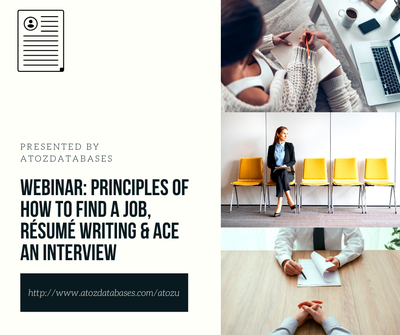 Webinar: Principles of How to Find a Job, Résumé Writing & Ace an Interview